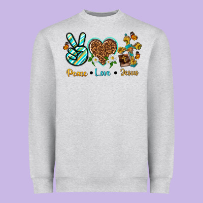 Peace Love Jesus Heavyweight Sweatshirt Designed By Texasbilliewilder