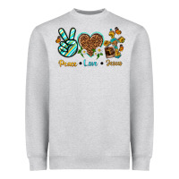 Heather Grey peace love jesus Heavyweight Sweatshirt - texasbilliewilder