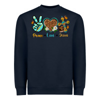 Navy peace love jesus Heavyweight Sweatshirt - texasbilliewilder
