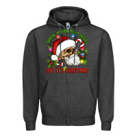 Charcoal Heather When You're Dead Inside But It's Christmas Hippie Skeleton Santa Zipper Hoodie - Artiststas