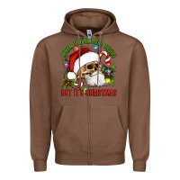 Chestnut When You're Dead Inside But It's Christmas Hippie Skeleton Santa Zipper Hoodie - Artiststas