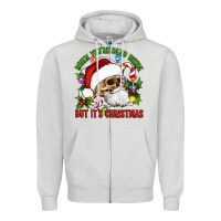 Dove Grey When You're Dead Inside But It's Christmas Hippie Skeleton Santa Zipper Hoodie - Artiststas