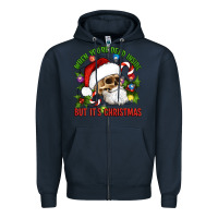 Navy When You're Dead Inside But It's Christmas Hippie Skeleton Santa Zipper Hoodie - Artiststas