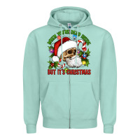 Seafoam When You're Dead Inside But It's Christmas Hippie Skeleton Santa Zipper Hoodie - Artiststas