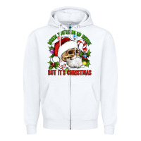 White When You're Dead Inside But It's Christmas Hippie Skeleton Santa Zipper Hoodie - Artiststas