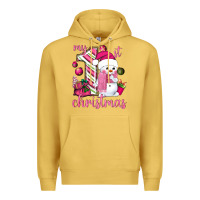 Antique Gold My 1st. pink Christmas with cute snowman Premium Hoodie - NancyCooperArtShop