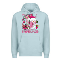Blue Mist My 1st. pink Christmas with cute snowman Premium Hoodie - NancyCooperArtShop