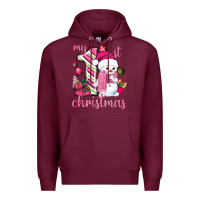 Burgundy My 1st. pink Christmas with cute snowman Premium Hoodie - NancyCooperArtShop