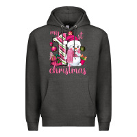 Charcoal Heather My 1st. pink Christmas with cute snowman Premium Hoodie - NancyCooperArtShop