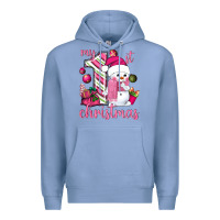 Colony Blue My 1st. pink Christmas with cute snowman Premium Hoodie - NancyCooperArtShop