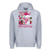 Heather Grey My 1st. pink Christmas with cute snowman Premium Hoodie - NancyCooperArtShop