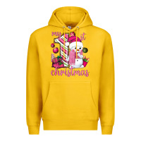 Lemon My 1st. pink Christmas with cute snowman Premium Hoodie - NancyCooperArtShop