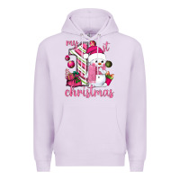 Lilac My 1st. pink Christmas with cute snowman Premium Hoodie - NancyCooperArtShop