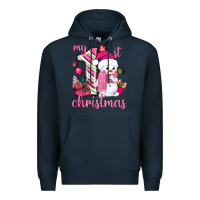 Navy My 1st. pink Christmas with cute snowman Premium Hoodie - NancyCooperArtShop