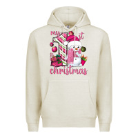 Oatmeal Heather My 1st. pink Christmas with cute snowman Premium Hoodie - NancyCooperArtShop