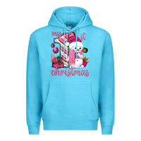 Ocean Blue My 1st. pink Christmas with cute snowman Premium Hoodie - NancyCooperArtShop