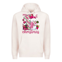 Pale Pink My 1st. pink Christmas with cute snowman Premium Hoodie - NancyCooperArtShop