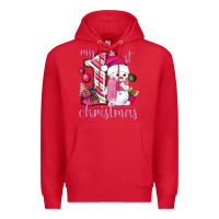 Red My 1st. pink Christmas with cute snowman Premium Hoodie - NancyCooperArtShop