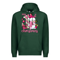 Sports Green My 1st. pink Christmas with cute snowman Premium Hoodie - NancyCooperArtShop