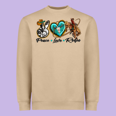 Peace Love Rodeo Heavyweight Sweatshirt Designed By Texasbilliewilder
