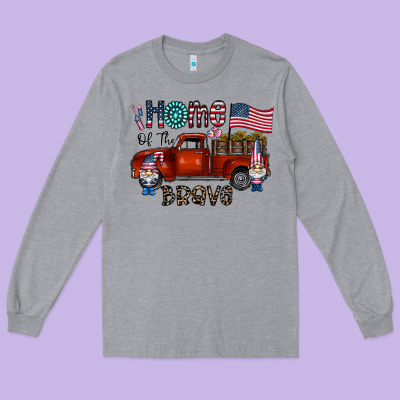 Home Of The Brave Long Sleeve Tee Designed By Cowhidedigitalart