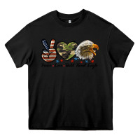 Black peace love bald head eagle Heavy Core Tee - LillyAllenDesigns