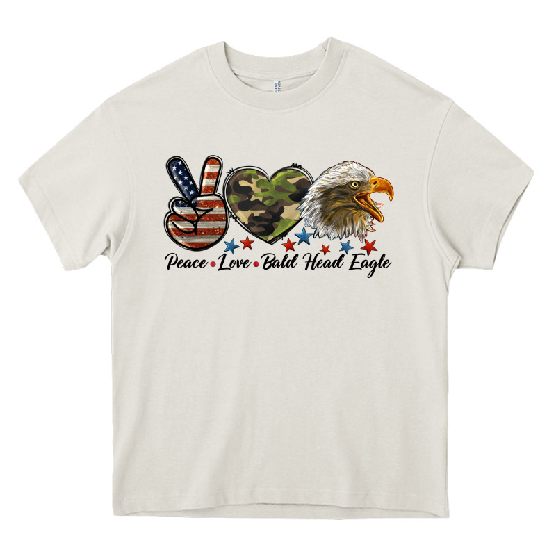 Peace Love Bald Head Eagle Heavy Core Tee by LillyAllenDesigns | Teevron