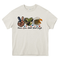 Cream peace love bald head eagle Heavy Core Tee - LillyAllenDesigns