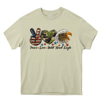Mossy peace love bald head eagle Heavy Core Tee - LillyAllenDesigns