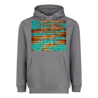 Turquoise  Leather And Wooden Pattern Tumbler Heavyweight Hoodie | Teevron