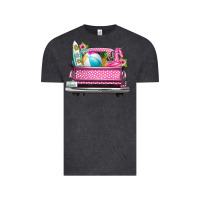 Vintage Black summer pink truck beach Vintage Tee - texasbilliewilder