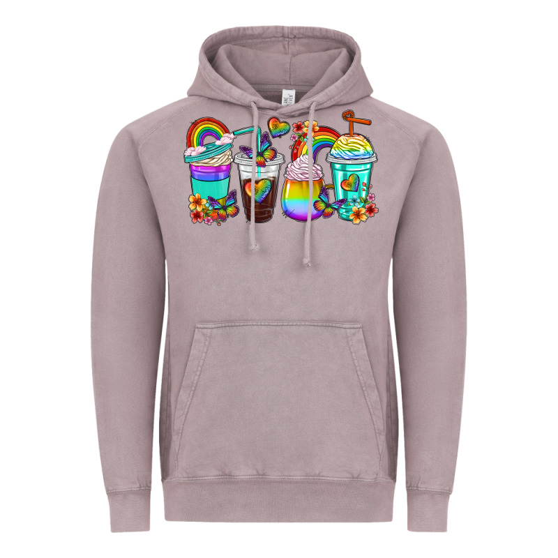 Rainbow Coffee Cups Vintage Hoodie by texasbilliewilder | Teevron
