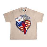 French Oak patriotic nurse love Urban Heavy Tee - BarkalooDesign