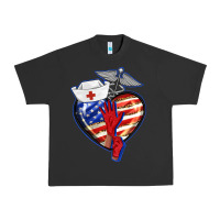 Pigment Black patriotic nurse love Urban Heavy Tee - BarkalooDesign