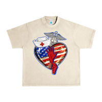 Sandshell patriotic nurse love Urban Heavy Tee - BarkalooDesign