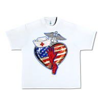 White patriotic nurse love Urban Heavy Tee - BarkalooDesign