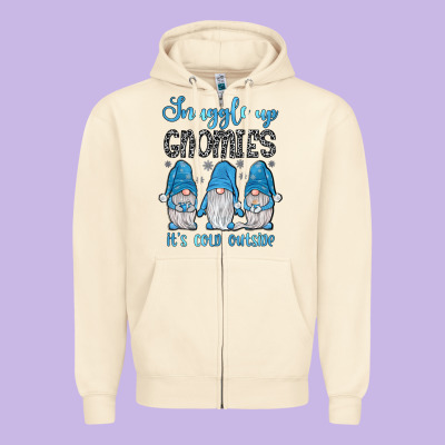 Snuggle Up Gnomies It's Cold Outside Zipper Hoodie Designed By Jahusdesignshop