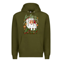 Army Green Feeling Jolly with Santa Premium Hoodie - NancyCooperArtShop