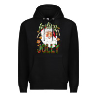 Black Feeling Jolly with Santa Premium Hoodie - NancyCooperArtShop