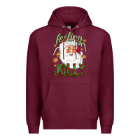 Burgundy Feeling Jolly with Santa Premium Hoodie - NancyCooperArtShop