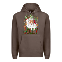 Coffee Feeling Jolly with Santa Premium Hoodie - NancyCooperArtShop