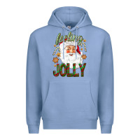 Colony Blue Feeling Jolly with Santa Premium Hoodie - NancyCooperArtShop