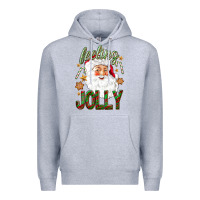 Heather Grey Feeling Jolly with Santa Premium Hoodie - NancyCooperArtShop