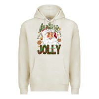 Oatmeal Heather Feeling Jolly with Santa Premium Hoodie - NancyCooperArtShop