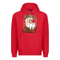 Red Feeling Jolly with Santa Premium Hoodie - NancyCooperArtShop
