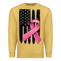 Antique Gold breast cancer ribbon american flag Premium Sweatshirt - MaliasSmallBusiness