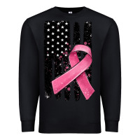 Black breast cancer ribbon american flag Premium Sweatshirt - MaliasSmallBusiness