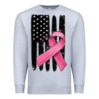 Breast Cancer Ribbon American Flag Premium Sweatshirt | Teevron