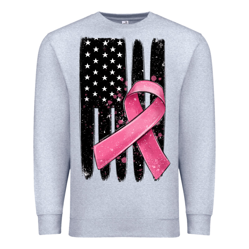 Breast Cancer Ribbon American Flag Premium Sweatshirt by MaliasSmallBusiness | Teevron