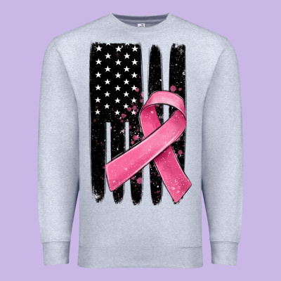 Breast Cancer Ribbon American Flag Premium Sweatshirt Designed By Maliassmallbusiness
